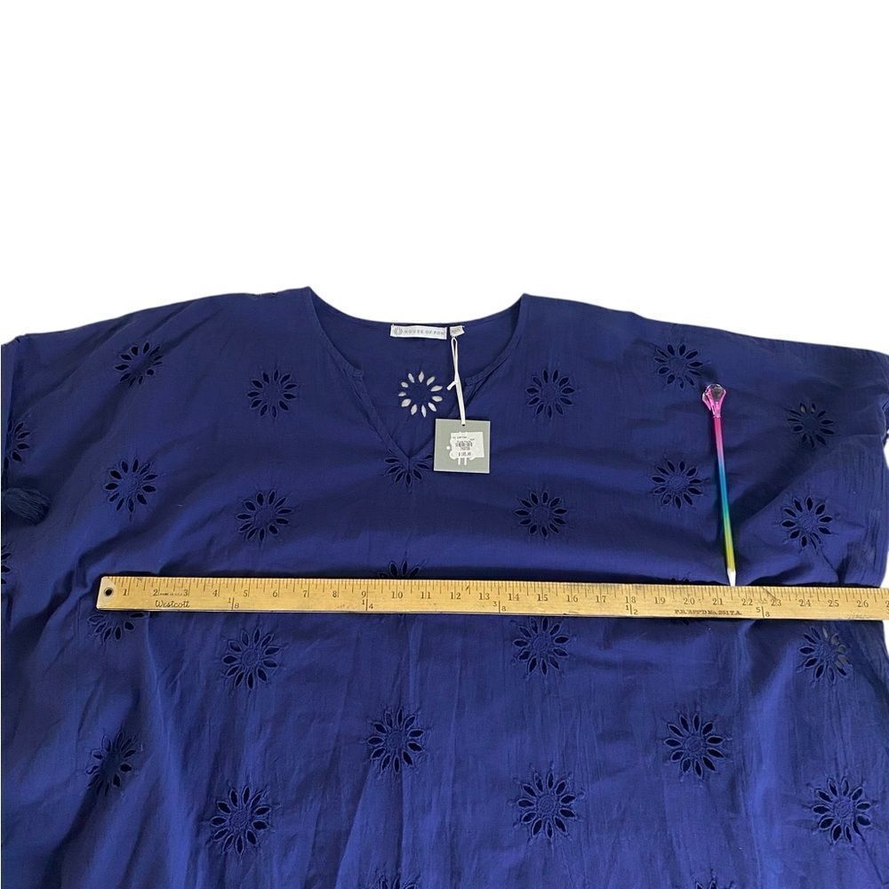 House Of Pom M/L dark blue caftan, cover up , dress with cut out flowers - Picture 5 of 8